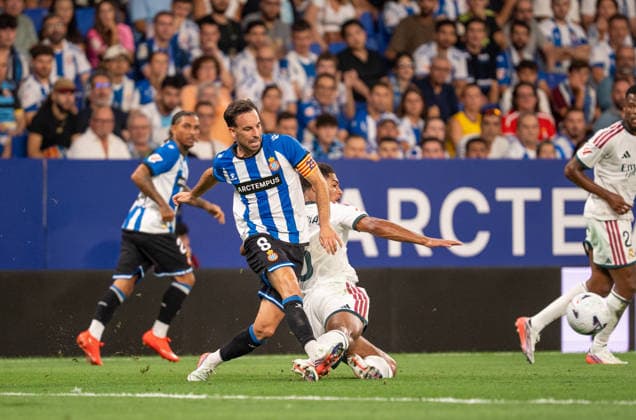 ESP: LaLiga EA Sports RCD Espanyol de Barcelona v Real Madrid Eduardo Exposito of Espanyol during LaLiga EA Sports match between RCDE Espanyol de Barcelona v Real Madrid played at RCDE Stadium, Cornella de Llobregat, Barcelona on August 22 2026 in Spain Spain Soccer *** ESP LaLiga EA Sports RCD Espanyol de Barcelona vs. Real Madrid: Eduardo Exposito of Espanyol during the LaLiga EA Sports match between RCDE Espanyol de Barcelona and Real Madrid, played at RCDE Stadium in Cornellà de Llobregat, Barcelona, on August 22, 2026, in Spain. Spanish Soccer Copyright: xAgenciaxLOFx