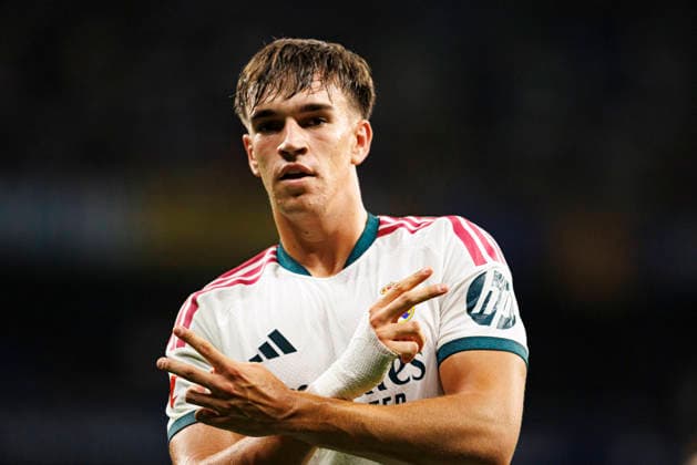 Carlos Espi seen celebrating after scoring goal during LaLiga EASPORTS 2026 2027 game between teams of RCD Espanyol de Barcelona and Real Madrid FC at RCDE Stadium (Maciej Rogowski Ball Raw Images) Barcelona RCDE Stadium Spain Copyright: xMaciejxRogowskix maciejrogowski_espanyol_realm_2627-8
