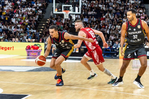 22.08.2026, GER, Turkish Airlines Supercup 2026, Hamburg, Finale, Deutschland-Kroatien Tristan Da Silva (Deutschland, 5), Dominik Mavra (Kroatien, 19) Hamburg Barclays Arena Hamburg Deutschland *** August 22, 2026, GER, Turkish Airlines Super Cup 2026, Hamburg, Final, Germany vs. Croatia: Tristan Da Silva (Germany), 5; Dominik Mavra (Croatia), 19; Hamburg Barclays Arena, Hamburg, Germany