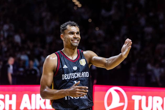 22.08.2026, GER, Turkish Airlines Supercup 2026, Hamburg, Finale, Deutschland-Kroatien Oscar Da Silva (Deutschland, 1) freut sich über den Sieg Hamburg Barclays Arena Hamburg Deutschland *** August 22, 2026, GER, 2026 Turkish Airlines Super Cup, Hamburg, Final, Germany vs. Croatia; Oscar Da Silva (Germany, No. 1) celebrates the victory; Hamburg Barclays Arena, Hamburg, Germany