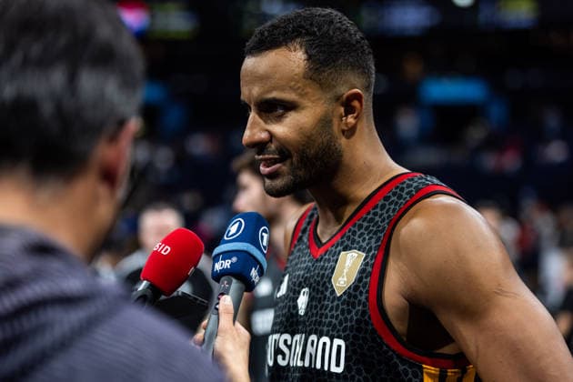 22.08.2026, GER, Turkish Airlines Supercup 2026, Hamburg, Finale, Deutschland-Kroatien Johannes Thiemann (Deutschland, 32) beim Interview Hamburg Barclays Arena Hamburg Deutschland *** August 22, 2026, GER, 2026 Turkish Airlines Super Cup, Hamburg, Final, Germany vs. Croatia; Johannes Thiemann (Germany), age 32, during an interview at the Barclays Arena in Hamburg, Germany