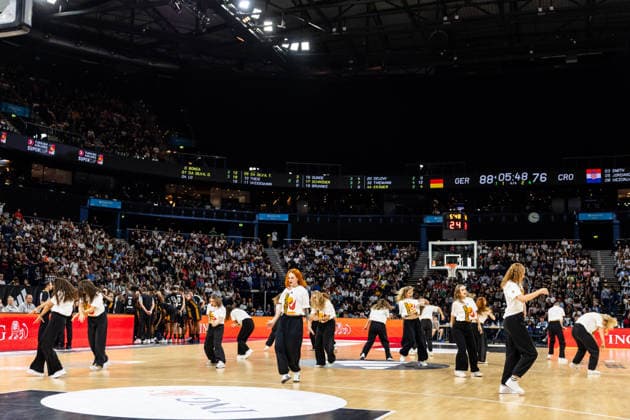 22.08.2026, GER, Turkish Airlines Supercup 2026, Hamburg, Finale, Deutschland-Kroatien Hamburger Dance Team während einer Auszeit Hamburg Barclays Arena Hamburg Deutschland *** August 22, 2026, GER, Turkish Airlines Super Cup 2026, Hamburg, Final, Germany vs. Croatia; the Hamburg Dance Team during a timeout; Hamburg Barclays Arena, Hamburg, Germany