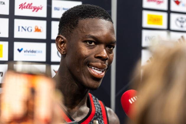 22.08.2026, GER, Turkish Airlines Supercup 2026, Hamburg, Finale, Deutschland-Kroatien Dennis Schroeder ( 17 Deutschland) beim Interview Hamburg Barclays Arena Hamburg Deutschland *** August 22, 2026, GER, Turkish Airlines Super Cup 2026, Hamburg, Final, Germany vs. Croatia, Dennis Schröder 17, Germany during an interview, Hamburg Barclays Arena, Hamburg, Germany