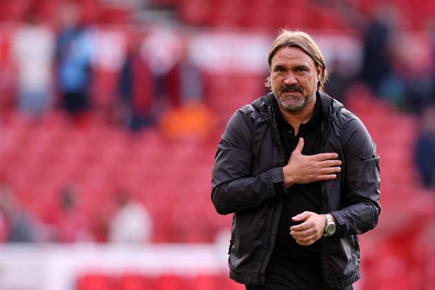 Nottingham, England, 22nd August 2026. Daniel Farke manager of Leeds United during the Nottingham Forest vs Leeds United Premier League match at the City Ground, Nottingham. Picture credit should read: David Klein Sportimage EDITORIAL USE ONLY. No use with unauthorised audio, video, data, fixture lists, club league logos or live services. Online in-match use limited to 120 images, no video emulation. No use in betting, games or single club league player publications. SPI_019_DK_Forest_Leeds SPI-4934-0018