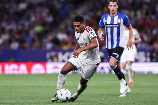 August 22, 2026, Cornella, Barcelona, SPAIN: Jude Bellingham of Real Madrid CF in action during the Spanish league, LaLiga EA Sports, football match played between RCD Espanyol and Real Madrid CF at RCDE Stadium on August 22, 2026 in Cornella, Spain. Cornella SPAIN - ZUMAa181 20260822_zaa_a181_288 Copyright: xJavierxBorregox