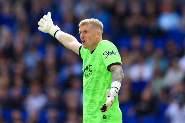 Liverpool, England, 22nd August 2026. Jordan Pickford of Everton during the Everton vs Crystal Palace Premier League match at Hill Dickinson Stadium, Liverpool. Picture credit should read: Jessica Hornby Sportimage EDITORIAL USE ONLY. No use with unauthorised audio, video, data, fixture lists, club league logos or live services. Online in-match use limited to 120 images, no video emulation. No use in betting, games or single club league player publications. SPI_100_JH_EVERTON_CRYSTAL_PALACE SPI-4926-0100