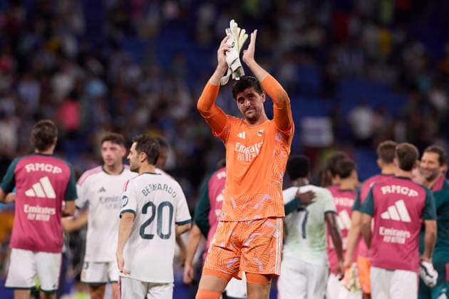ESP: LaLiga EA Sports RCD Espanyol de Barcelona v Real Madrid Real Madrid wins the game, Thibaut Courtois of Real Madrid during LaLiga EA Sports match between RCDE Espanyol de Barcelona v Real Madrid played at RCDE Stadium, Cornella de Llobregat, Barcelona on August 22 2026 in Spain Spain Soccer *** ESP LaLiga EA Sports RCD Espanyol de Barcelona vs. Real Madrid Real Madrid wins the game; Thibaut Courtois of Real Madrid during the LaLiga EA Sports match between RCD Espanyol de Barcelona and Real Madrid played at RCDE Stadium, Cornellà de Llobregat, Barcelona on August 22, 2026 in Spain. Spain Soccer Copyright: xAgenciaxLOFx