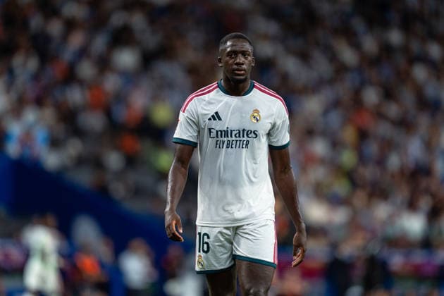 Spanish LaLiga EA Sports RCD Espanyol v Real Madrid CF in Cornella, Spain. Real Madrid player Ibrahima Konate (16) during LaLiga EA Sports match between RCD Espanyol and Real Madrid CF in RCDE Stadium, Cornella, Spain, on August 22, 2026. Cornella RCDE Stadium Barcelona Spain