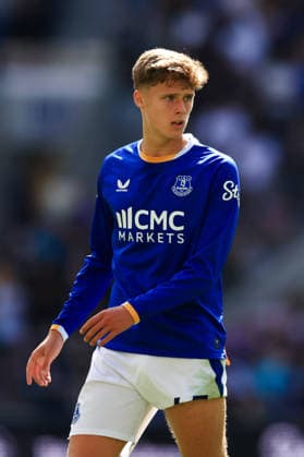 Liverpool, England, 22nd August 2026. Harrison Armstrong of Everton during the Everton vs Crystal Palace Premier League match at Hill Dickinson Stadium, Liverpool. Picture credit should read: Jessica Hornby Sportimage EDITORIAL USE ONLY. No use with unauthorised audio, video, data, fixture lists, club league logos or live services. Online in-match use limited to 120 images, no video emulation. No use in betting, games or single club league player publications. SPI_153_JH_EVERTON_CRYSTAL_PALACE SPI-4926-0153