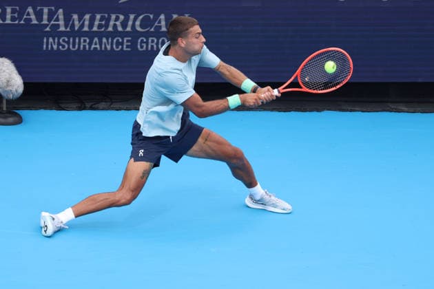 August 22, 2026, Mason, Oh, USA: Cincinnati Open Tennis 2026 - Flavio Cobolli plays a ball against Arthur Fils in the Cincinnati Open Tennis Tournament held in Mason OH. 2026 08 22. ZUMAPress Mason USA - ZUMAn24_ 20260822_zaf_n24_105 Copyright: xWallyxNellx