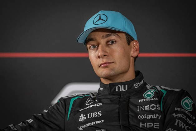 RECORD DATE NOT STATED 22nd August 2026; Circuit Zandvoort, Zandvoort, North Holland, Netherlands; Formula 1 Heineken Dutch Grand Prix 2026; Sprint Race and Qualifying Day; George Russell (63) of Great Britain and Mercedes-AMG PETRONAS Formula One Team answers questions from the media in the post Qualifying press conference, PK, Pressekonferenz GodfreyxPitt