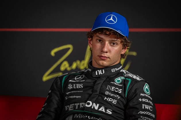 RECORD DATE NOT STATED 22nd August 2026; Circuit Zandvoort, Zandvoort, North Holland, Netherlands; Formula 1 Heineken Dutch Grand Prix 2026; Sprint Race and Qualifying Day; Kimi Antonelli (12) of Italy and Mercedes-AMG PETRONAS Formula One Team answers questions from the media in the post Qualifying press conference, PK, Pressekonferenz GodfreyxPitt