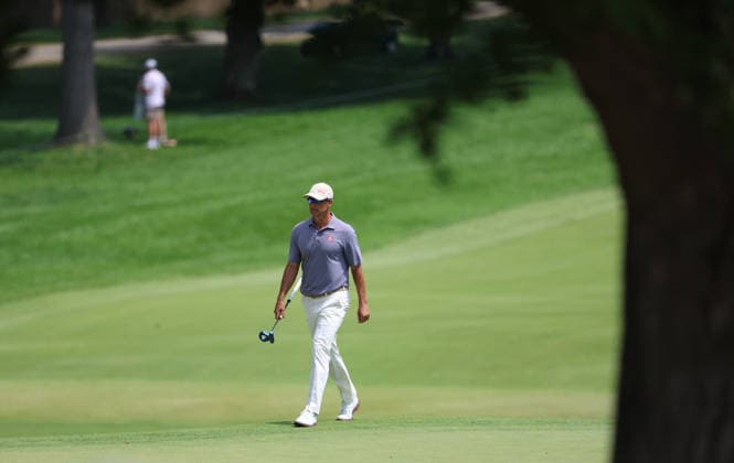 AUG 22, 2026: Adam Scott of the Australia walks on the 9th green during the third round of the BMW Championship at Bellerive Country Club in St. Louis, Missouri. CSM St. Louis United States - ZUMAc04_ 20260822_zma_c04_126 Copyright: xRomanxPunox