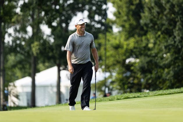 August 22, 2026, St. Louis, Missouri, USA: ALEX NOREN smiles after sinking a long putt on the first hole during Round 3 of the BMW Championship at Bellerive Country Club. St. Louis USA - ZUMAw173 20260822_zsp_w173_079 Copyright: xLukexWelshx