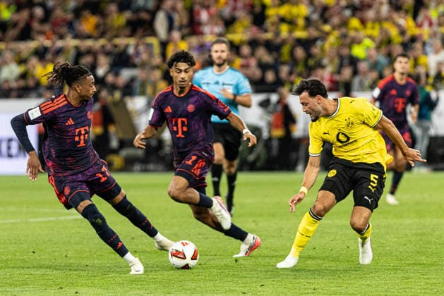 Franz-Beckenbauer-Supercup 2026: Borussia Dortmund - FC Bayern München; 22.08.2026 Michael Olise (FC Bayern München, 17), Ramy Bensebaini (Borussia Dortmund, 5) Franz-Beckenbauer-Supercup 2026: Borussia Dortmund - FC Bayern München; Signal Iduna Park, Dortmund; 22.08.2026 *** Franz Beckenbauer Super Cup 2026 Borussia Dortmund vs. FC Bayern Munich August 22, 2026 Michael Olise, FC Bayern Munich, 17, Ramy Bensebaini, Borussia Dortmund, 5 Franz Beckenbauer Super Cup 2026: Borussia Dortmund vs. FC Bayern Munich at Signal Iduna Park, Dortmund, August 22, 2026 Copyright: xBEAUTIFULxSPORTS Buriakovx