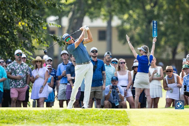 August 22, 2026, St. Louis, Missouri, USA: RICKIE FOWLER tees off of the seventh hole during Round 3 of the BMW Championship at Bellerive Country Club. St. Louis USA - ZUMAw173 20260822_zsp_w173_060 Copyright: xLukexWelshx