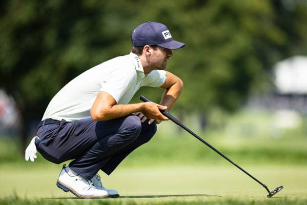 August 22, 2026, St. Louis, Missouri, USA: ALEX SMALLEY lines up a putt on the fifth hole green during Round 3 of the BMW Championship at Bellerive Country Club. St. Louis USA - ZUMAw173 20260822_zsp_w173_033 Copyright: xLukexWelshx