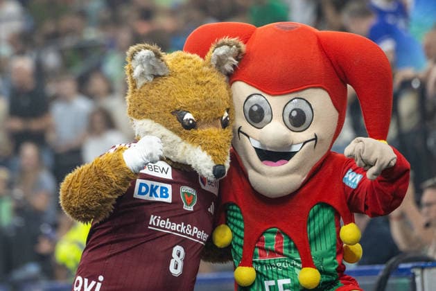 Maskottchen, Maskot, Entertainment, SC Magdeburg vs. Füchse Berlin, Handball, HBL, REXEL SUPER CUP, 2026, 22.08.2026 Munich SAP Garden Germany Copyright: xPFA BjörnxKeckerx