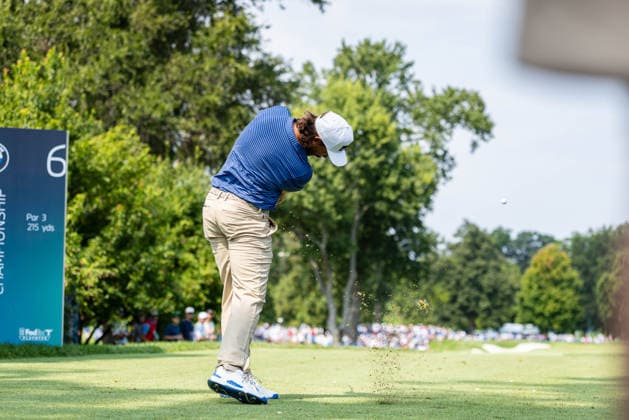 August 22, 2026, St. Louis, Missouri, USA: TOMMY FLEETWOOD tees off of the sixth hole during Round 3 of the BMW Championship at Bellerive Country Club. St. Louis USA - ZUMAw173 20260822_zsp_w173_004 Copyright: xLukexWelshx