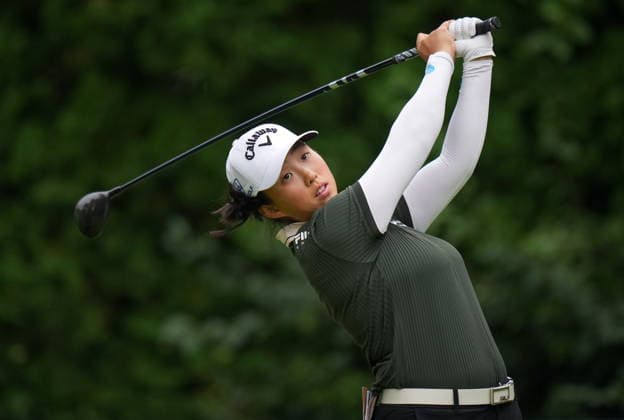 August 22, 2026, Edmonton, Ab, CANADA: Ruoning Yin, of China, hits her tee shot on the fourth hole during the third round at the LPGA, Golf Damen CPKC Canadian Women s Open golf tournament, in Edmonton, on Saturday, Aug. 22, 2026. Canada News - August 22, 2026  - ZUMAc35_ 20260822_zaf_c35_126 Copyright: xDarrylxDyckx