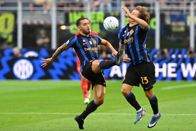 HAKAN CALHANOGLU, NICOLO BARELLA, Inter, Serie A 2026-27, Inter-Monza 4-1, azione, action, single shot SERIE A 2026-27 INTER-MONZA 4-1