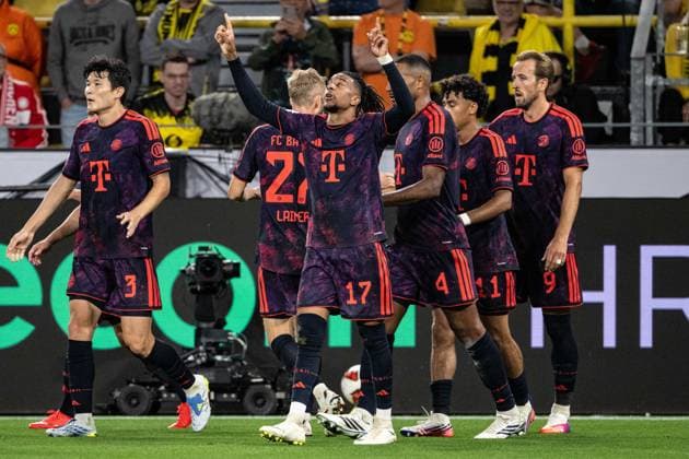 Torjubel zum 0:2 durch Michael Olise 17 (FC Bayern Muenchen), Borussia Dortmund vs. FC Bayern Muenchen, Fussball, Franz Beckenbauer Supercup, 22.08.2026 DFB regulations prohibit any use of photographs as image sequences and or quasi-video Dortmund Nordrhein-Westfalen Deutschland *** Goal celebration for the 0–2 goal by Michael Olise, 17, FC Bayern Munich; Borussia Dortmund vs. FC Bayern Munich, soccer, Franz Beckenbauer Super Cup, August 22, 2026. DFB regulations prohibit any use of photographs as image sequences and or quasi-video. Dortmund, North Rhine-Westphalia, Germany Copyright: xkolbert-press MarcxNiemeyerx