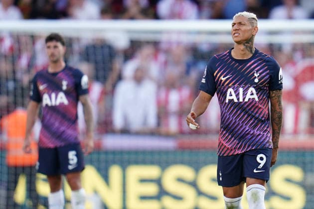 Premier League: Brentford v Tottenham Hotspur Richarlison of Tottenham Hotspur after a third is conceded during the Premier League match Brentford vs Tottenham Hotspur at GTECH Community Stadium, London, United Kingdom on 22 August 2026 (Photo by Harvey Murphy News Images) Copyright: xHarveyxMurphy NewsxImagesx