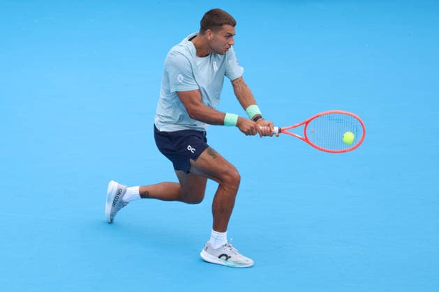 August 22, 2026, Mason, Oh, USA: Cincinnati Open Tennis 2026 - Flavio Cobolli plays a ball against Arthur Fils in the Cincinnati Open Tennis Tournament held in Mason OH. 2026 08 22. ZUMAPress Mason USA - ZUMAn24_ 20260822_zaf_n24_081 Copyright: xWallyxNellx