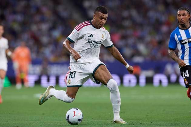 August 22, 2026, Barcelona, Spain: Kylian Mbappe of Real Madrid CF seen in action during the LaLiga EA Sports 2026 2027 week 2 football match between RCD Espanyol and Real Madrid CF at RCDE stadium. Final score; RCD Espanyol 1:2 Real Madrid CF.Real Madrid achieved their first victory in LaLiga. Jose Mourinho s team took the three points from Espanyol s field thanks to the goals from Jude Bellingham and Carlos Espi. RCD Espanyol Vs Real Madrid CF At RCDE Stadium In Barcelona, Spain - 22 Aug 2026  - ZUMAs197 20260822_aaa_s197_311 Copyright: xFedericoxTitonex