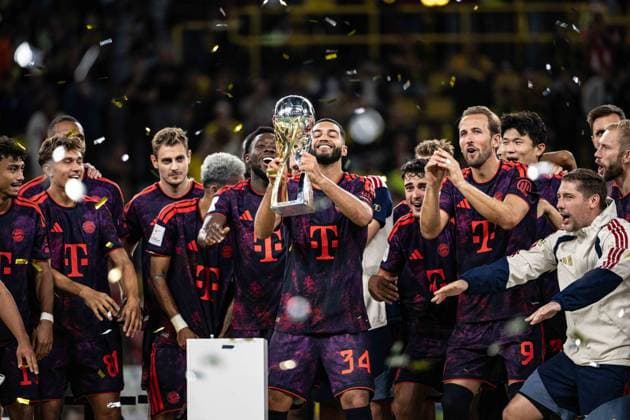 Ismael Saibari 34 (FC Bayern Muenchen) mit Pokal, Borussia Dortmund vs. FC Bayern Muenchen, Fussball, Franz Beckenbauer Supercup, 22.08.2026 DFB regulations prohibit any use of photographs as image sequences and or quasi-video Dortmund Nordrhein-Westfalen Deutschland *** Ismael Saibari, 34, FC Bayern Munich with the trophy; Borussia Dortmund vs. FC Bayern Munich; soccer; Franz Beckenbauer Super Cup; August 22, 2026. DFB regulations prohibit any use of photographs as image sequences and or quasi-video. Dortmund, North Rhine-Westphalia, Germany Copyright: xkolbert-press MarcxNiemeyerx