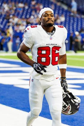 Aug 22, 2026; Indianapolis, Indiana, USA; Atlanta Falcons wide receiver Vinny Anthony II (86) during pregame against the Indianapolis Colts at Lucas Oil Stadium. Mandatory Credit: -Cal Media - ZUMAc04_ 20260822_zma_c04_310 Copyright: xJohnxMersitsx