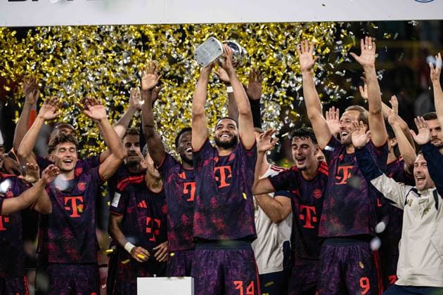 Ismael Saibari 34 (FC Bayern Muenchen) mit Pokal, Borussia Dortmund vs. FC Bayern Muenchen, Fussball, Franz Beckenbauer Supercup, 22.08.2026 DFB regulations prohibit any use of photographs as image sequences and or quasi-video Dortmund Nordrhein-Westfalen Deutschland *** Ismael Saibari, 34, FC Bayern Munich with the trophy; Borussia Dortmund vs. FC Bayern Munich; soccer; Franz Beckenbauer Super Cup; August 22, 2026. DFB regulations prohibit any use of photographs as image sequences and or quasi-video. Dortmund, North Rhine-Westphalia, Germany Copyright: xkolbert-press MarcxNiemeyerx