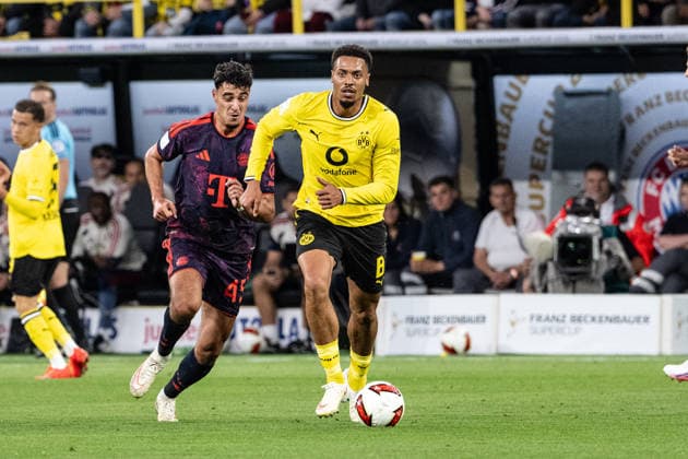 Felix Nmecha 8 (Borussia Dortmund), Borussia Dortmund vs. FC Bayern Muenchen, Fussball, Franz Beckenbauer Supercup, 22.08.2026 DFB regulations prohibit any use of photographs as image sequences and or quasi-video Dortmund Nordrhein-Westfalen Deutschland *** Felix Nmecha 8 Borussia Dortmund, Borussia Dortmund vs. FC Bayern Munich, Soccer, Franz Beckenbauer Super Cup, August 22, 2026. DFB regulations prohibit any use of photographs as image sequences and or quasi-video. Dortmund, North Rhine-Westphalia, Germany Copyright: xkolbert-press MarcxNiemeyerx