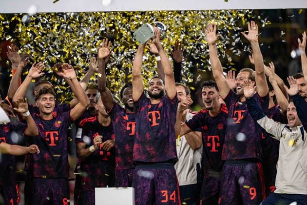 Ismael Saibari 34 (FC Bayern Muenchen) mit Pokal, Borussia Dortmund vs. FC Bayern Muenchen, Fussball, Franz Beckenbauer Supercup, 22.08.2026 DFB regulations prohibit any use of photographs as image sequences and or quasi-video Dortmund Nordrhein-Westfalen Deutschland *** Ismael Saibari, 34, FC Bayern Munich with the trophy; Borussia Dortmund vs. FC Bayern Munich; soccer; Franz Beckenbauer Super Cup; August 22, 2026. DFB regulations prohibit any use of photographs as image sequences and or quasi-video. Dortmund, North Rhine-Westphalia, Germany Copyright: xkolbert-press MarcxNiemeyerx