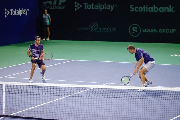 CANCUN COUNTRY OPEN 2026 CANCUN COUNTRY OPEN 2026 IVAN LIUTAREVICH MIGUEL REYES VARELA VS LUIS CARLOS ALVAREZ ALAN MAGADAN 22082026 CANCUN, QUINTANA ROO. Action photo of Ivan Liutarevich and Miguel Reyes Varela during doubles semifinal game of the Cancun Country Open 2026 Tennis 125 Challenger tournament held at the Cancun Country Club of Cancun, Quintana Roo, Mexico. Foto de accion de Ivan Liutarevich and Miguel Reyes Varela durante juego semifinal de dobles del Cancun Country Open 2026 ATP125 Challenger que se celebra en el Cancun Country Club de Cancun, Quintana Roo, Mexico. PHOTO BY IMAGENSHOP AGENCIA FOTOGRAFICA CANCUN QUINTANA ROO MEXICO *** CANCUN COUNTRY OPEN 2026 CANCUN COUNTRY OPEN 2026 IVAN LIUTAREVICH MIGUEL REYES VARELA VS. LUIS CARLOS ALVAREZ ALAN MAGADAN 08 22 2026 CANCUN, QUINTANA ROO Action photo of Ivan Liutarevich and Miguel Reyes Varela during the doubles semifinal match of the 2026 Cancun Country Open ATP 125 Challenger tournament held at the Cancun Country Club in Cancun, Quintana Roo, Mexico Action photo of Ivan Liutarevich and Miguel Reyes Varela during the doubles semifinal match of the 2026 Cancun Country Open ATP125 Challenger tournament held at the Cancun Country Club in Cancun, Quintana Roo, Mexico PHOTO BY IMAGENSHOP PHOTO AGENCY CANCUN QUINTANA ROO MEXICO Copyright: xIMAGENSHOPxAGENCIAxFOTOGRAFICAx
