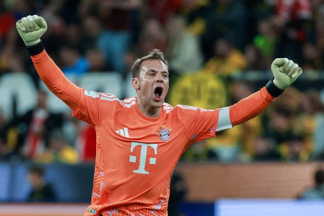 Franz Beckenbauer Supercup 2026 - Borussia Dortmund - FC Bayern München am 22.08.2026 im Signal Iduna Park in Dortmund Torwart Manuel Neuer (Muenchen 1) jubelt und freut sich über das Tor zum 0 zu 1 durch Nathaniel Brown (Muenchen 11) (nicht im Bild) *** Franz Beckenbauer Super Cup 2026: Borussia Dortmund vs. FC Bayern Munich on August 22, 2026, at Signal Iduna Park in Dortmund. Goalkeeper Manuel Neuer (Munich 1) celebrates and is delighted with the goal that made the score 0–1, scored by Nathaniel Brown (Munich 11), who is not in the picture. MH