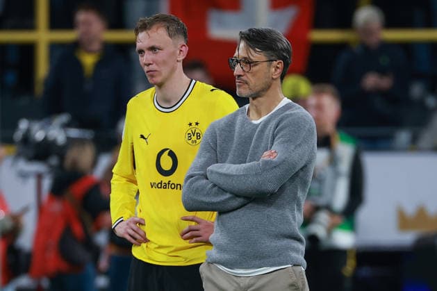Franz Beckenbauer Supercup 2026 - Borussia Dortmund - FC Bayern München am 22.08.2026 im Signal Iduna Park in Dortmund Enttäuschte Dortmunder nach der Niederlage, hier mit Maximilian Beier (Dortmund 14) und Trainer Niko Kovac (Dortmund) *** Franz Beckenbauer Super Cup 2026: Borussia Dortmund vs. FC Bayern Munich on August 22, 2026, at Signal Iduna Park in Dortmund. Disappointed Dortmund players after the loss, pictured here with Maximilian Beier (Dortmund, 14) and coach Niko Kovac (Dortmund) MH