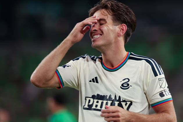 AUSTIN, TX - AUGUST 22: Forward Milan Iloski 10 of the Philadelphia Union reacts after missing a chance on goal during the MLS, Fussball Herren, USA match between Austin FC and Philadelphia Union on August 22, 2026, at Q2 Stadium in Austin, TX. (Photo by David Buono Icon Sportswire) SOCCER: AUG 22 MLS Austin FC vs Philadelphia Union EDITORIAL USE ONLY Icon260822001