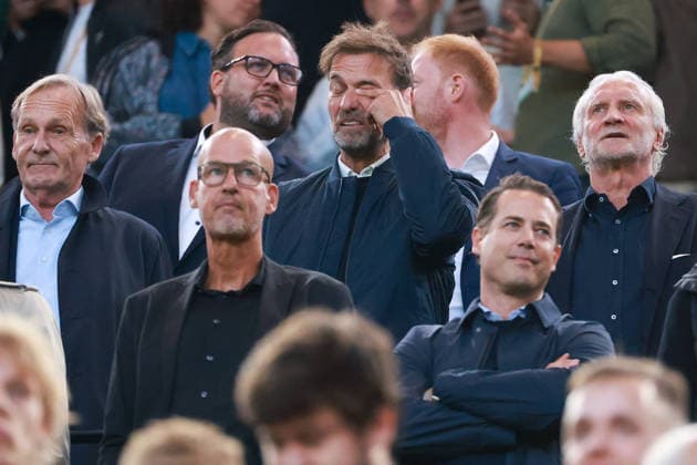 Franz Beckenbauer Supercup 2026 - Borussia Dortmund - FC Bayern München am 22.08.2026 im Signal Iduna Park in Dortmund Hans-Joachim Aki Watzke (DFB-Vizepraesident), Jürgen Juergen Klopp (Bundestrainer), Rudi Völler (Sportdirektor der deutschen Nationalmannschaft, DFB) *** Franz Beckenbauer Super Cup 2026: Borussia Dortmund vs. FC Bayern Munich on August 22, 2026, at Signal Iduna Park in Dortmund; Hans-Joachim Aki Watzke, DFB Vice President; Jürgen Juergen Klopp, German national team coach; Rudi Völler, sporting director of the German national team; DFB MH