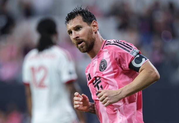 MLS, Fussball Herren, USA - Inter Miami CF vs. Toronto FC Inter Miami CF forward Lionel Messi reacts after scoring a goal during the MLS soccer match between Inter Miami CF and Toronto FC at Nu Stadium in Miami, Florida, USA, 22 August 2026. MIAMI FLORIDA United States  Copyright: xCRISTOBALxHERRERA-ULASHKEVICHx