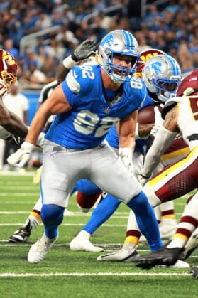 Washington Commanders vs Detroit Lions DETROIT,MICHIGAN-AUGUST 22: Detroit Lions tight end Thomas Gordon (82) holds the line during the second half of an NFL, American Football Herren, USA preseason football game between the Washington Commanders and the Detroit Lions in Detroit, Michigan USA, on Saturday, August 22, 2026 Detroit Michigan United States  Copyright: xAmyxLemusx originalFilename:lemus-washingt260822_npoo3.jpg