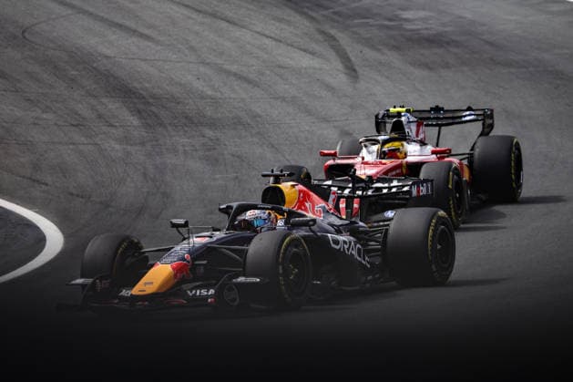 3 Max Verstappen (NLD) of Oracle Red Bull Racing driving the Red Bull Ford RB22 and 44 Lewis Hamilton (GBR) of Scuderia Ferrari HP driving the Ferrari SF-26 on track during the Sprint Race of the FORMULA 1 HEINEREN DUTCH GRAND PRIX 2026 at the Circuit Park Zandvoort in Zandvoort, Netherlands on Saturday August 22, 2026 (Photo by ATP, Tennis Herren Bildagentur Jean Pierre Thill)  Copyright: xJeanxPierrexThillx Sportspressphoto_SPR213347