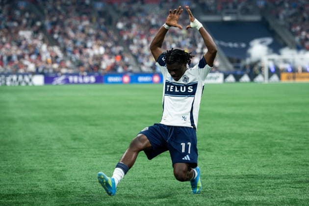 August 22, 2026, Vancouver, Bc, CANADA: Vancouver Whitecaps Emmanuel Sabbi celebrates his goal against FC Dallas during the first half of an MLS, Fussball Herren, USA soccer match in Vancouver, on Saturday, August 22, 2026. Canada News - August 22, 2026  - ZUMAc35_ 20260822_zaf_c35_199 Copyright: xEthanxCairnsx