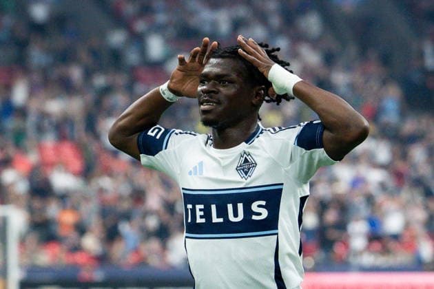 August 22, 2026, Vancouver, Bc, CANADA: Vancouver Whitecaps Emmanuel Sabbi celebrates his goal against FC Dallas during the first half of an MLS, Fussball Herren, USA soccer match in Vancouver, on Saturday, August 22, 2026. Canada News - August 22, 2026  - ZUMAc35_ 20260822_zaf_c35_208 Copyright: xEthanxCairnsx