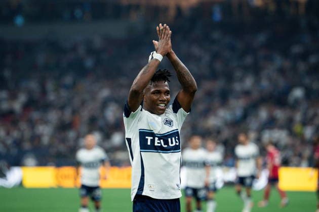 August 22, 2026, Vancouver, Bc, CANADA: Vancouver Whitecaps Edier Ocampo (18) celebrates his goal against FC Dallas during the first half of an MLS, Fussball Herren, USA soccer match in Vancouver, on Saturday, August 22, 2026. Canada News - August 22, 2026  - ZUMAc35_ 20260822_zaf_c35_210 Copyright: xEthanxCairnsx
