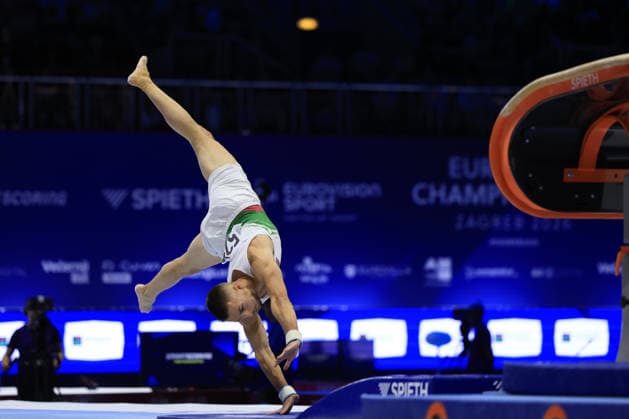 Zagreb, 22.08.2026. - 37TH EUROPEAN MEN™S ARTISTIC GYMNASTICS, Men s Artistic Gymnastics Apparatus Final Vault Individual SENIORS. 526 TRIFONOV Daniel (BUL) Men s Artistic Gymnastics Apparatus Final Horizontal bar Individual SENIORS  2S6A3391.JPG