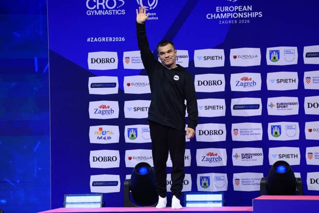 Zagreb, 22.08.2026. - 37TH EUROPEAN MEN™S ARTISTIC GYMNASTICS, Men s Artistic Gymnastics Apparatus Final Vault Individual SENIORS. Medal ceremony: SILVER (WG2) USACHEV Aleksei Men s Artistic Gymnastics Apparatus Final Horizontal bar Individual SENIORS  2S6A4822.JPG