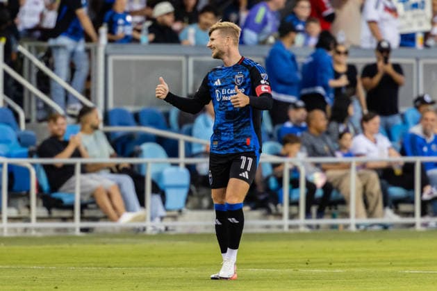 SAN JOSE, CA - AUGUST 22: Timo Werner 11 of the San Jose Earthquakes celebrates a goal on a penalty kick in the first half of a MLS, Fussball Herren, USA match against Minnesota United FC on August 22, 2026 at PayPal Park in San Jose, CA. (Photo by Matthew Huang Icon Sportswire) SOCCER: AUG 22 MLS San Jose Earthquakes vs Minnesota United FC EDITORIAL USE ONLY Icon260822131