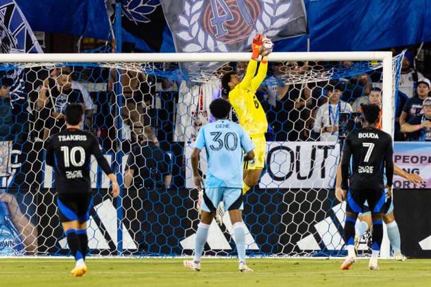 SAN JOSE, CA - AUGUST 22: Drake Callender 12 of Minnesota United FC makes a save during a MLS, Fussball Herren, USA match against the San Jose Earthquakes on August 22, 2026 at PayPal Park in San Jose, CA. (Photo by Matthew Huang Icon Sportswire) SOCCER: AUG 22 MLS San Jose Earthquakes vs Minnesota United FC EDITORIAL USE ONLY Icon260822142