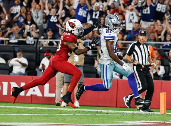 August 22, 2026, U.S.: August 22nd, 2026, Glendale, Arizona, USA: Dallas Cowboys wide receiver Jonathan Mingo (81) runs in for a touchdown during an NFL, American Football Herren, USA football preseason game between the Dallas cowboys and Arizona Cardinals U.S. - ZUMAv153 20260822_zsp_v153_019 Copyright: xDavidxVeneziax